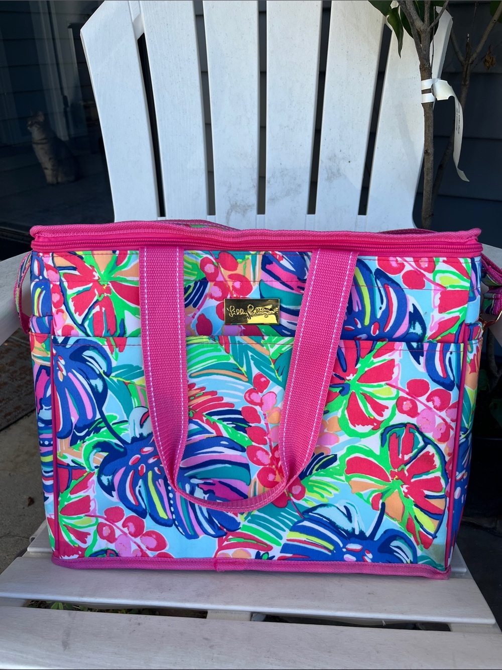 Lilly Pulitzer Neon Floral Print Tote in Pink, Blue, Green
